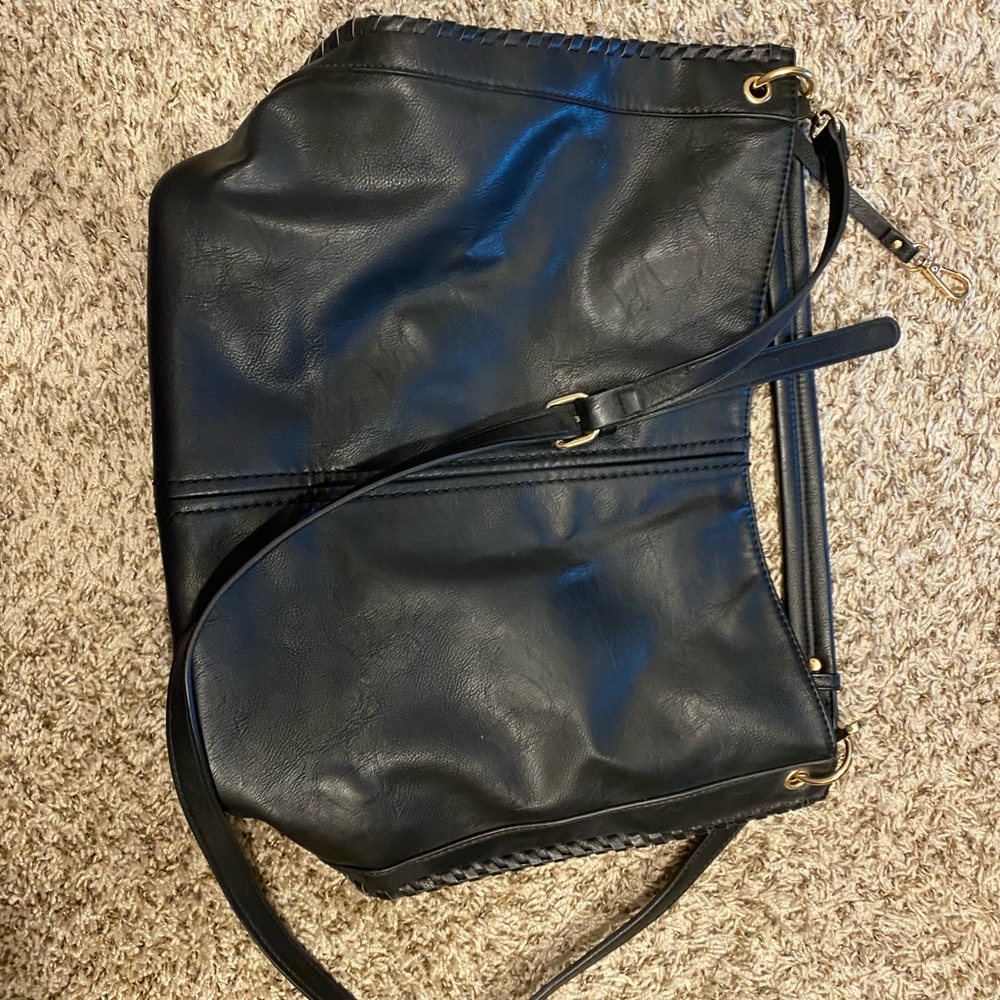 Black convertible shoulder and crossbody bag